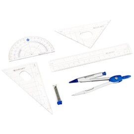 Westcott Six Piece Geometry Tool Kit with Pouch, Assorted Colors, (14564)