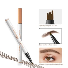 HOUSN Waterproof Liquid Eyebrow Pencil, with Four Fork Tips, Quick Drying and Durable Eyebrow Pencil, Build a Highly Natural Make-Up, Shade Smudge-Resistant, 02# (Dark Brown)