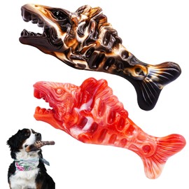 BoYoYo Tough Dog Toys for Aggressive Chewers 2 Pack, Indestructible Dog Toys to Keep Them Busy, Beef Flavor Nylon Dog Chew Toys for Large Dogs