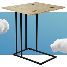 Serta Harton C, TV Snack Tray Laptop Stand, Mid Century Modern Living Room Side End Accent Table, Slide Under The Couch or Bed, Metal Legs, 23.6" Height, Natural Wood