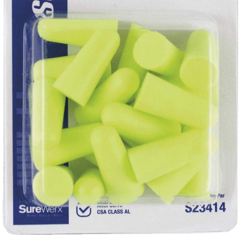 Sellstrom Disposable Uncorded Foam Ear Plugs, 32dB NRR, Hi-Viz Green