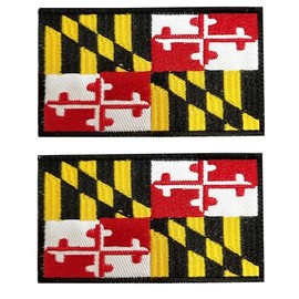 Maryland Flag Patch Maryland Flag Embroidery Patch for Hats, Tactical Bags, Jackets, Clothes Patch Team Military Patch（ 2 Pack）