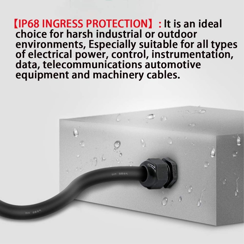 PENGLIN NPT1/2" Nylon Cable Glands, IP68 Waterproof Strain Relief Cord