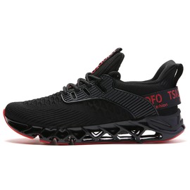 TSIODFO Tenis deportivos para niños y niños, Negro/Rojo, 1.5 Niño pequeño