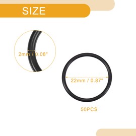 Partuto 50 Pcs 22mm ID x 2mm CS Universal Car O Ring Seal Gasket - Car - Faucet Repair Trucks Suvs Trailer Tube Sealing Waterproof - NBR Rubber Black
