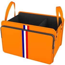 Homeve Trunk Organizer for Car, Waterproof Collapsible 3 Compartments Car Organizer, Foldable Storage for Car Accessories, Tools, Sundries for Women Men, Tote Bag (Orange, Standard)