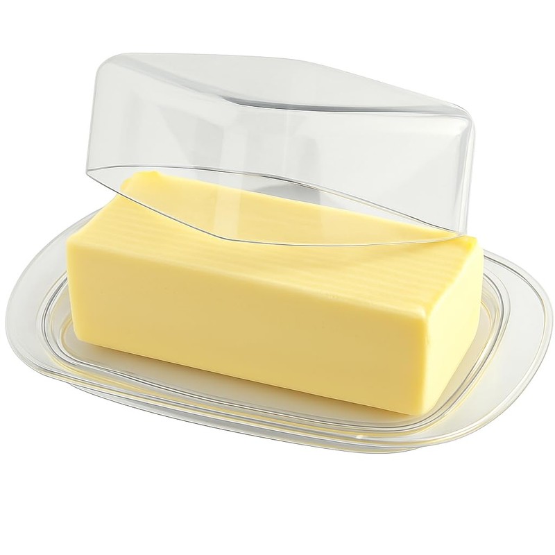 Butter Dish with Lid, Butter Keeper, Plastic Butter Holder Tray
