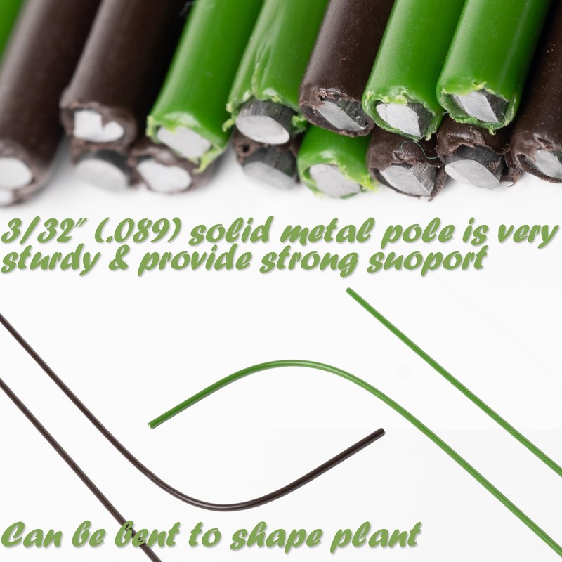 EESC2Y 10-PCs 15-3/4" Plastic Coated Orchid Stakes for Plants Support,
