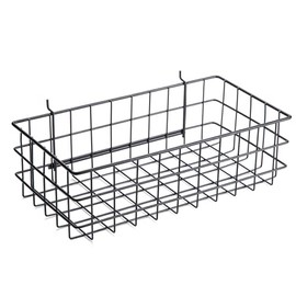 Right Arrange Pegboard Basket Size L, Black - Hooks to Any Peg Board - Square Style Wire Shelf Baskets - Organize Tools, Workbench, Accessories, Garage Storage - Wall Organizer Attachments