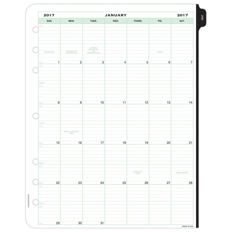 Day-Timer planificador semanal Refill 2017, dos páginas por semana, Loose