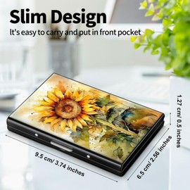 Rossy Credit Card Holder for Women Men Girls Cute Slim Small RFID Blocking Card Wallet ID Card Organizer Case with 6 Slots Business Card Holder, Art Sunflower