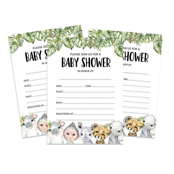Inkdotpot 30 Fill in Style Baby Shower Invitation Cards Safari Jungle