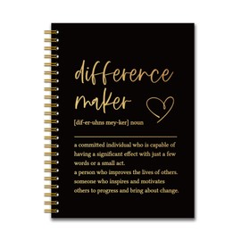 YAZMEEN Difference Maker Black Gold Spiral Notebook（160 Pages） Difference Maker Definition Blank Hardcover Notebook Coworker Appreciation Gift Funny Birthday Gift for Social Worker Boss Leader Mentor