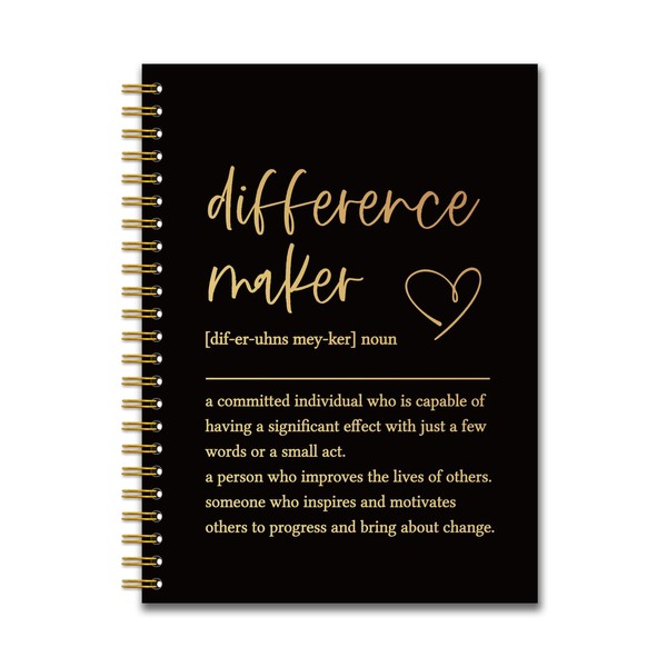 YAZMEEN Difference Maker Black Gold Spiral Notebook（160 Pages） Difference Maker