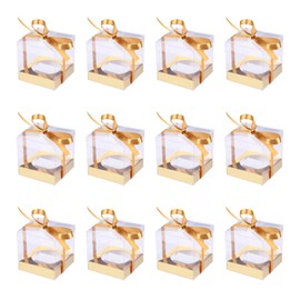DOITOOL Individual Cupcake Containers, 12Pack Clear Cupcake Boxes Single Cupcake Carrier Holder Container Boxes, Cupcake Display Boxes, BPA- Free (Gold)