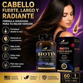 Biotina Colágeno Queratina Para Cabello 60 Cápsulas Vegano