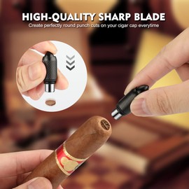 TISFA Cigar Punch Cutter Cigar Hole Opener Portable Screw Out Stainless Steel Puncher (Black)
