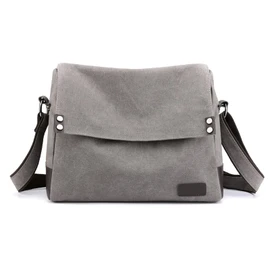 CORIOS Men's Shoulder Bag Canvas Crossbody Bag Casual Messenger Bag Laptop Bag for 13.3 inch Laptop Briefcase Satchel College Bag for Travel Work School Commute Grey