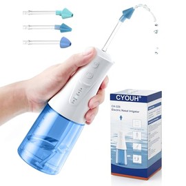 Neti Pot - Sistema de riego nasal eléctrico - Máquina de enjuague sinusal inalámbrica de 10.1 fl oz para adultos y niños, botella de lavado de nariz c