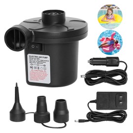 Electric Air Pump,110V AC/12V DC, 5000PA 50W Portable Quick-Fill,Car Power Adapter,Inflator/Deflator Pumps with 3 Nozzles,for Outdoor Camping, Swimming Ring,Inflatable Cushions,Air Mattress Beds