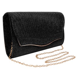 Zercart Black Lady Evening Bag Black Clutch Bags for Women Sparkling Women's Clutch Glitter Handbag Clutch Purse Shoulder Bag for Women Bride Wedding Prom Party, with Removable Chain for Formal Dress