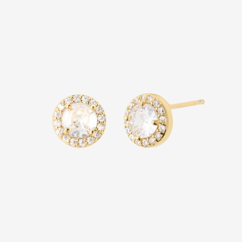 [Exclusive] Gold & Deer 14K GF Pave Cubic Stud Earrings