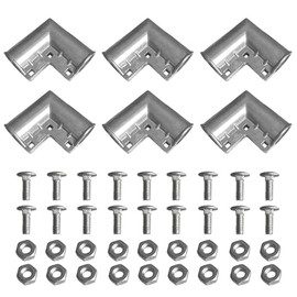 (6 Pack) Aluminum Chain Link Fence Gate Cornor, 1-3/8" x 1-3/8" Outdoor Diameter Pipe, Gate Elbow with 90 Degree Angle Design (Silver)