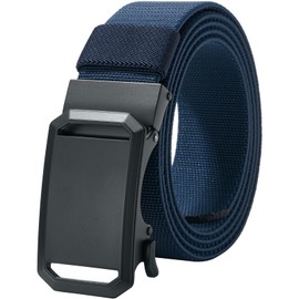 [LionVII] Men's Belt, Extendable, Auto Lock, Nylon Belt, Work, Sports, Climbing, Golf, Outdoors, Work Wear, Stretchable, No Holes, Stepless Adjustment, Alloy Buckle, Width 1.4 inches (35 mm) Length