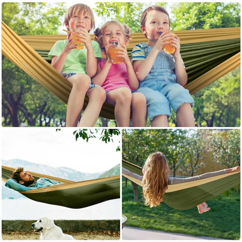 Camping Hammock - Single&Double Lightweigtht Nylon Hammocks with Tree Straps,