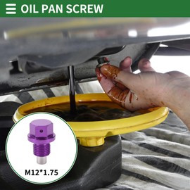 Motoforti Universal Oil Pan Screw Oil Drain Plug Sump Drain Nut Bolt, M12x1.75, Aluminium Alloy, Purple, 1 Set