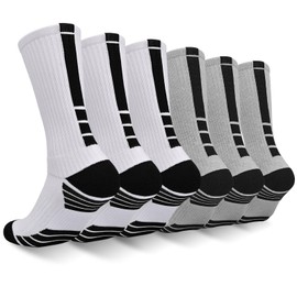 Finerview Elite Basketball Socks for Men 6 Pairs, High-Top Premium Mid Calf Athletic Socks for Adult & Youth