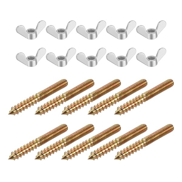 sourcing map M6 Wing Nuts Butterfly Nut Silver Tone 10pcs