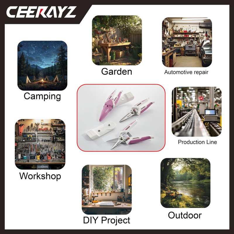 CEERAYZ 185mm Notch Scissors All Purpose Heavy Duty, Garden Shears,