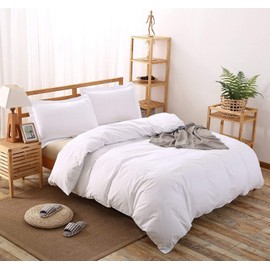 Premium Quality Alaskan King 120x132 White Solid Duvet Cover Set Zipper Closure & Corner Ties Easy Fit,Breathable 800-TC Ultra Soft Pillow Sham 2pc 100% Soft Egyptian Cotton