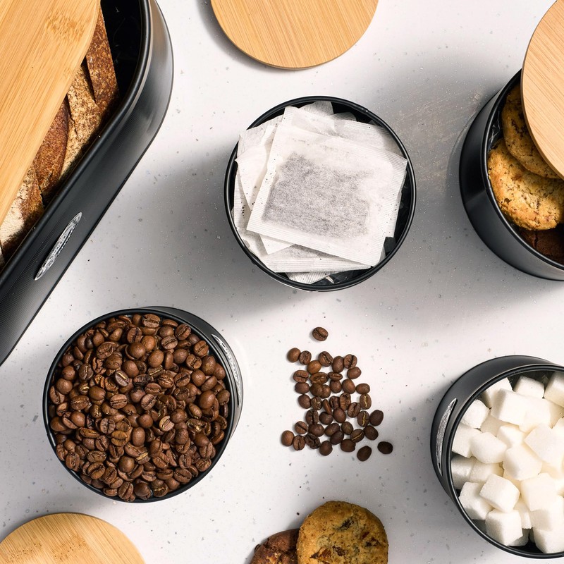 Cooks Professional Kitchen Storage Set | 3-Piece Ribbed with Bamboo