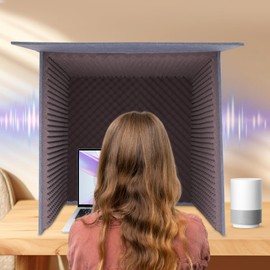 Desktop Soundproof Cover, Portable Vocal Recording Booth Isolation Booth Small Music Recording Studio Vocal Sound Absorbing Shield Sound Proof Foam Panels for Offices,Home,Recording Studios (Purple)