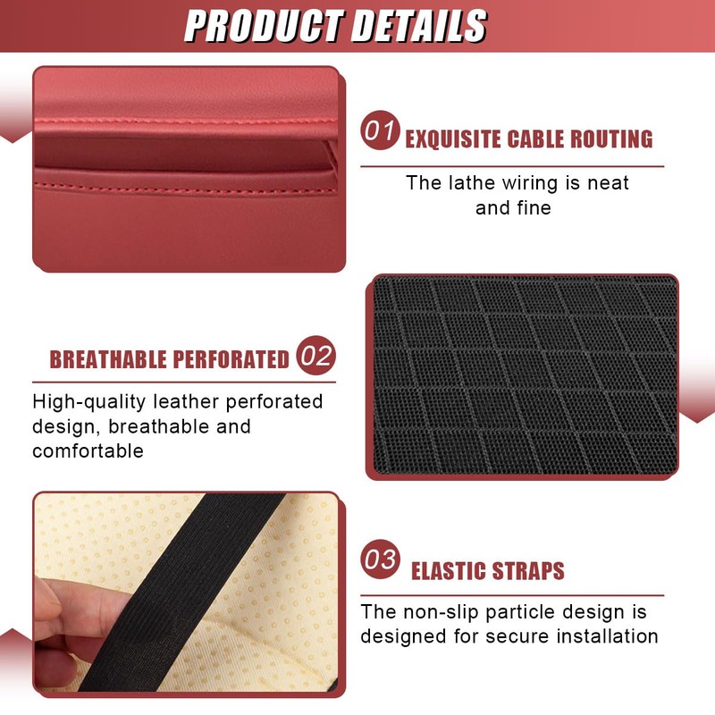 DUSCOKE Car Center Console Cover, Carbon Fiber Leather Car Armrest