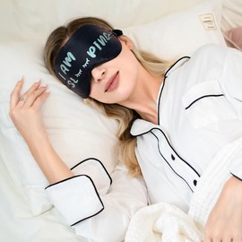 O'Bester 100% Pure Mulberry 22 Momme Silk Sleep Eye Mask, Light Blocking Sleeping Mask with Adjustable Band, Relax & Relieve Your Fatigue, Puffy Eyes, Gift Box for Women&Men(Sleeping)