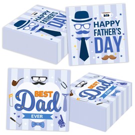 Happy Father's Day Paper Napkin, 80PCS Father's Day Napkins Disposable Luncheon, Best Dad Ever Party Supplies Birthday Decorations, Dad Paper Napkin for Best Father Party Decorations Supplies