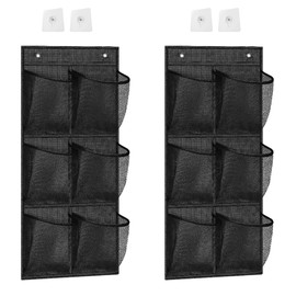 LONGHAO Over the Door Shoe Organiser, Over the Door Organiser for Shoes, Multifunctional Hanging Organiser, Shoe Storage, Hanging Space-Saving, with 2 Hooks, for Bedroom (Black)