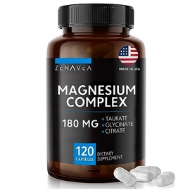 Triple Magnesium Complex Supplement(120 Vegan Capsules) - 1000mg of Magnesium Glycinate Malate and Citrate for Max Absorption TRAACS - Calm Magnesium 