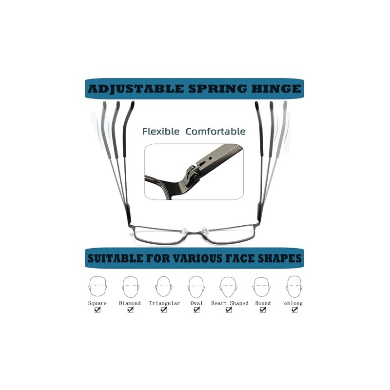CRGATV 3-Pack Reading Glasses Metal Full Frame Readers for Men,