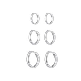 Earrings 925 Silver Hoop Earrings Small Women, 3 Pairs Earrings Hoop Silver Men's Earrings Set for Men Hypoallergenic Earrings Helix Piercings for Women Girls 8 mm 10 mm 12 mm, 925 silver, brass, No