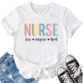 LBP Womens Nurse Shirt Nurse Leopard Print Tshirt Love Inspired Healing Top