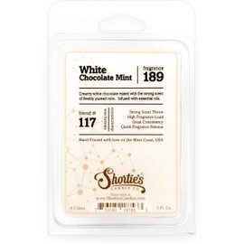 Shortie's Candle Company White Chocolate Mint Wax Melts - Formula 117-1 Highly Scented 3 Oz. Bar - Made with Natural Oils - Bakery & Food Air Freshener Cubes Collection