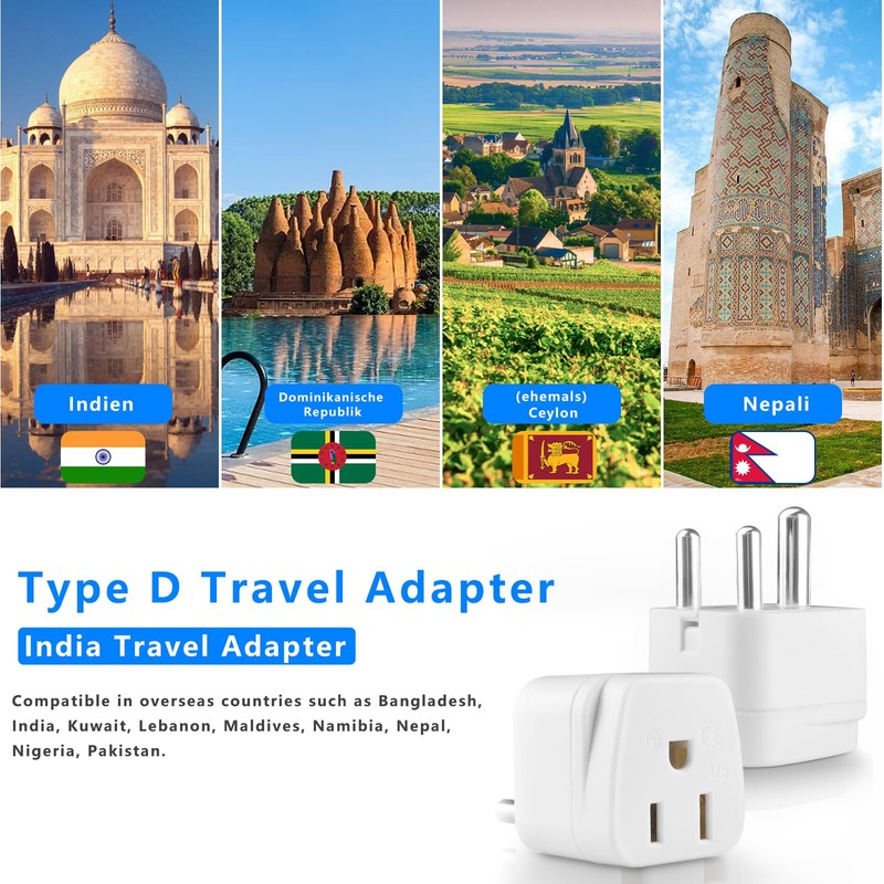 US to India Plug Adapter,Type D Plug Adapter India Power