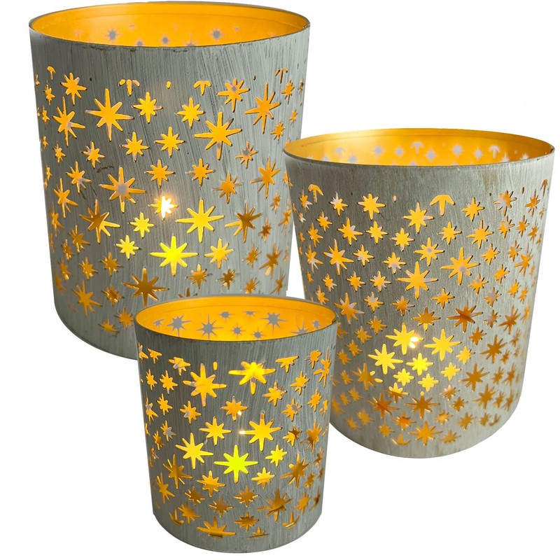 Marrakesh Set of 3 Tea Light Holders 14 cm Large