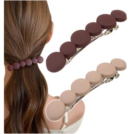 Herbeluemily Hair Barrette, Hair Clip, Frosted, Hair Ornament, Barrette, Bangs Clip, Hairpin Set, G, Bordeaux + Milk Tea