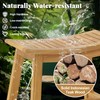 Giantex Teak Wood Shower Bench - Waterproof Shower Stool with