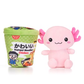 Kawaii Kuties 6.5” / 17cm Axolotl Plush in a Ramen Noodle Pot Soft Toy